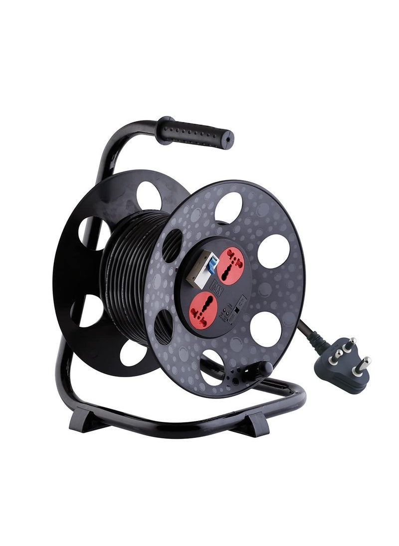 MX MX 2 Outlet Universal 15 Amp Sockets Extension Reel/Extension Board with Single 32 Amp MCB Switch 25 Meter - 3 pin - 16 Amp Power Cord 