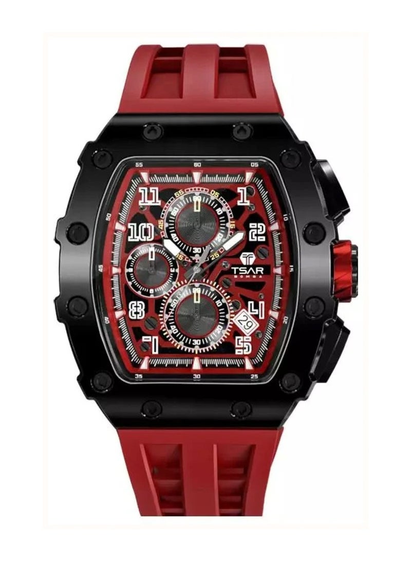TSAR BOMBA Men's Elemental Series Calendar Version Red Band Watch TB8204Q-37 - Image 1