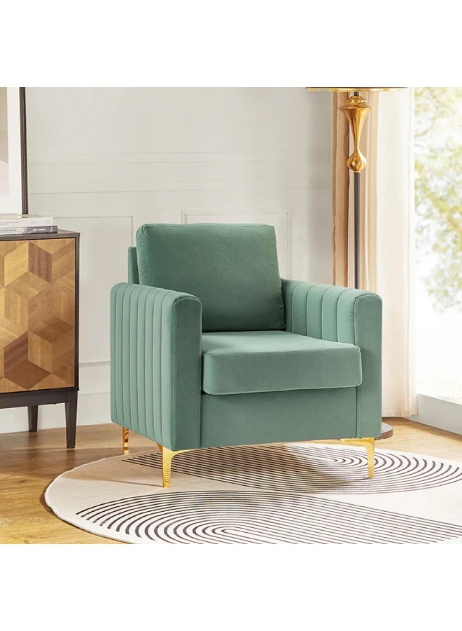 Zayn comforts كرسي بذراعين من المخمل الفاخر - قطعة جمالية لأي مساحة، تجمع بين الفخامة والراحة (أخضر مريمي) - Image 1