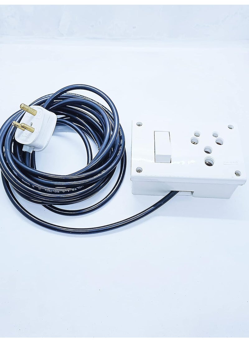 NURAT NURAT Box Strip Extension Board with 16 amp Socket Extension Cord 16 MM x 2 core 6 amp 6 pin Plug top White 5 Meter Long Wire  - Image 3