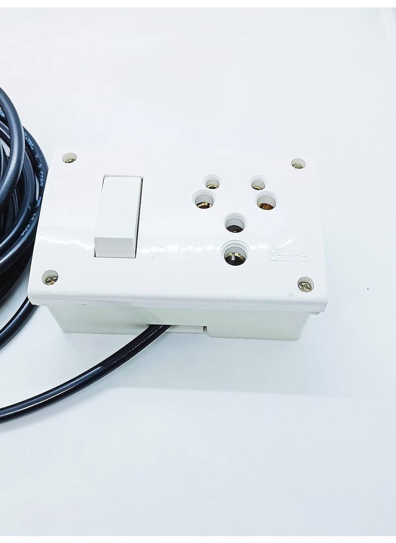 NURAT NURAT Box Strip Extension Board with 16 amp Socket Extension Cord 16 MM x 2 core 6 amp 6 pin Plug top White 5 Meter Long Wire  - Image 5