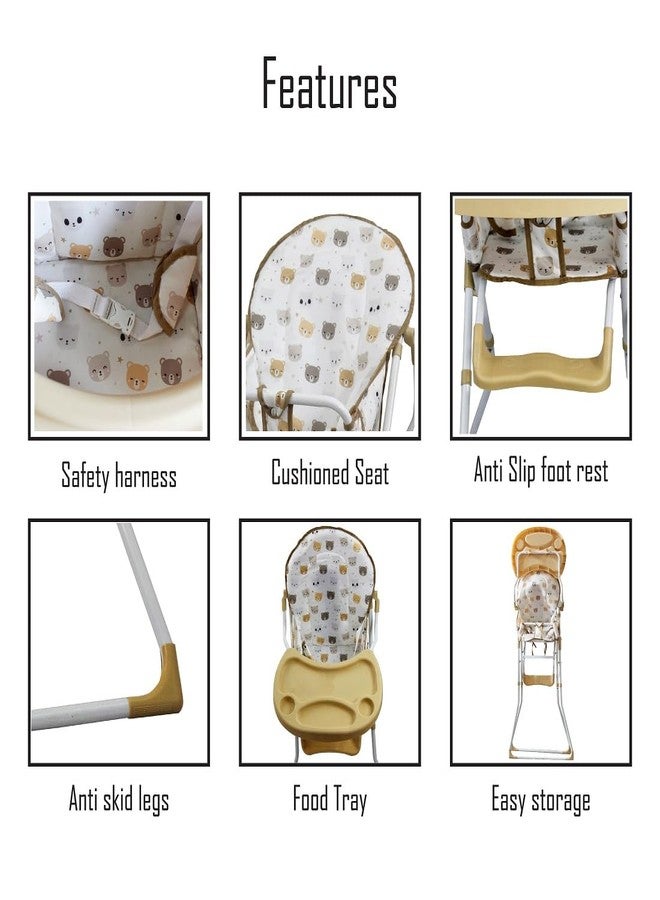 EVOLIFE Premium Adjustable Baby High Chair | Stylish | Easy-to-Clean | Feeding Chair for Infants & Toddlers | Baby Eating Chair | Secure Harness | Modern Dining Solution | Booster Seat (Grey) (Brown) - Image 3