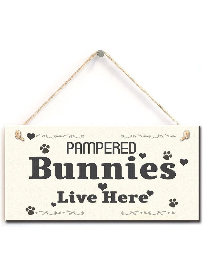 kaishihui Bunnies Sign Pampered Bunnies Live Here Funny Rabbit Sign Plaque 5 X 10 - Image 4
