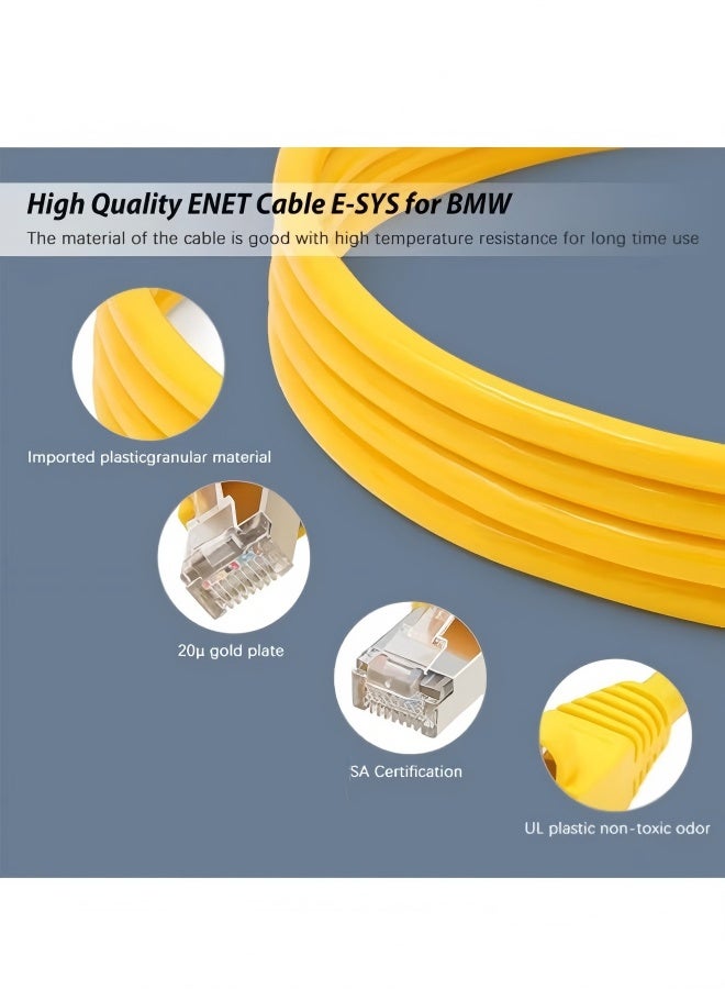 محول ENET OBD2 مع كابل إيثرنت RJ45 متوافق مع I-COM E-SYS و E-SYS ICOM لسيارات BMW، كابل ENET، برمجة وتشخيص أعطال سلسلة F مع كابل إيثرنت - Image 4