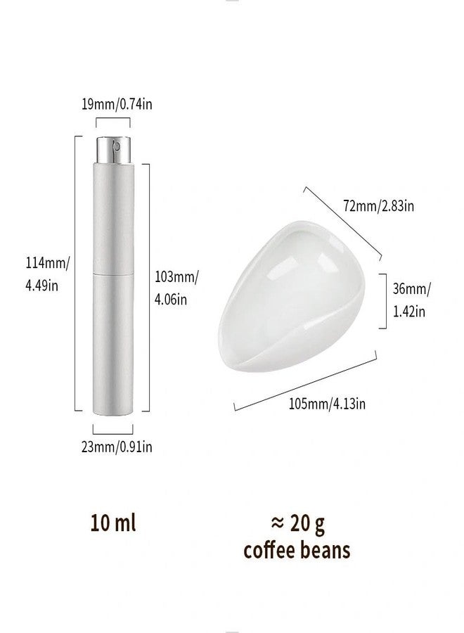 watchget Coffee Bean Dosing Cup & Static Reduction Spray Bottle Kit for Espresso Bar, Ceramic Single Dose Tray for Brewing/Tea, Barista Accessories Set, White - Image 2
