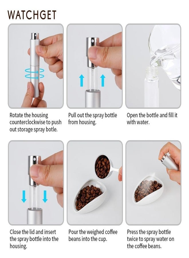 watchget Coffee Bean Dosing Cup & Static Reduction Spray Bottle Kit for Espresso Bar, Ceramic Single Dose Tray for Brewing/Tea, Barista Accessories Set, White - Image 4
