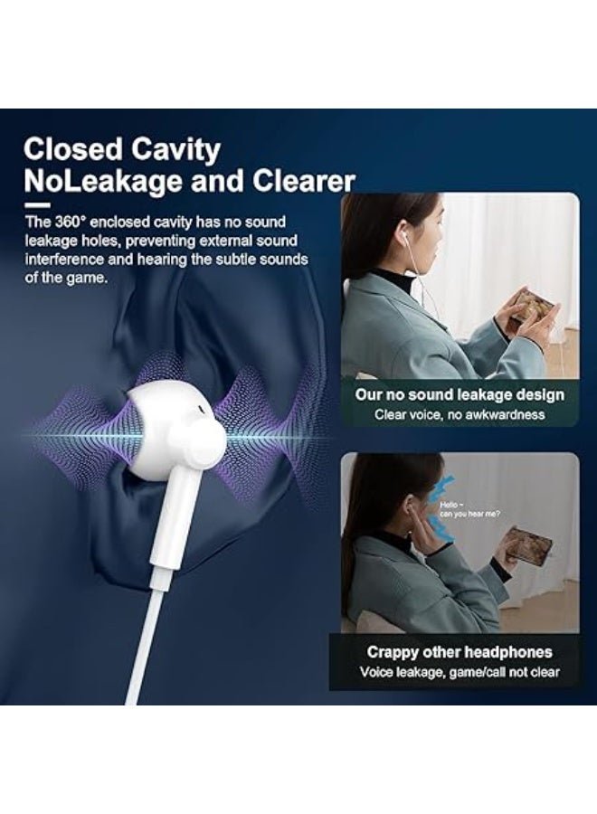 بروماس سماعات أذن iPhone، [معتمدة من MFI] سماعات أذن سلكية بصوت ستيريو مع ميكروفون وتحكم في مستوى الصوت، متوافقة مع iPhone 14/13/12/SE/11/XR/XS/X/7/7 Plus - Image 4