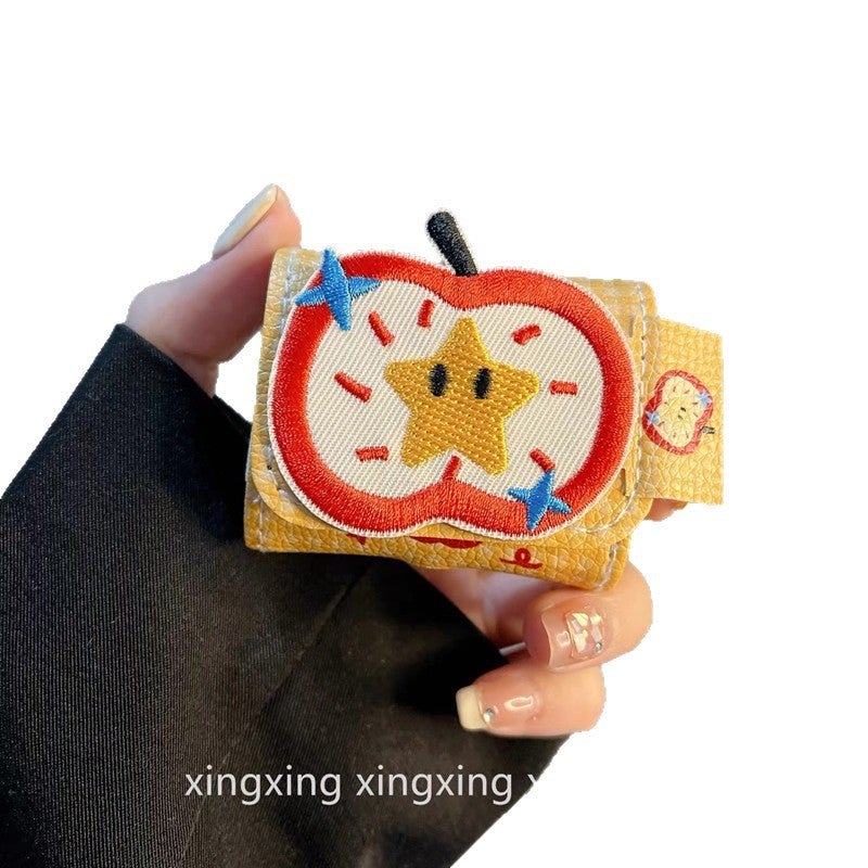 غطاء سماعات رأس من الجلد الصناعي بنقش تفاحة نجمة إبداعي لـ AirPods وهواوي - Image 1