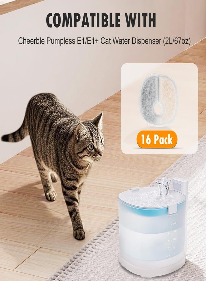 KTNAid 16 Pack Filter Replacements Compatible with Cheerble E1/E1+ Cat Fountain (2L/67oz), 1 Year Set for Pet Water Fountain - Image 2
