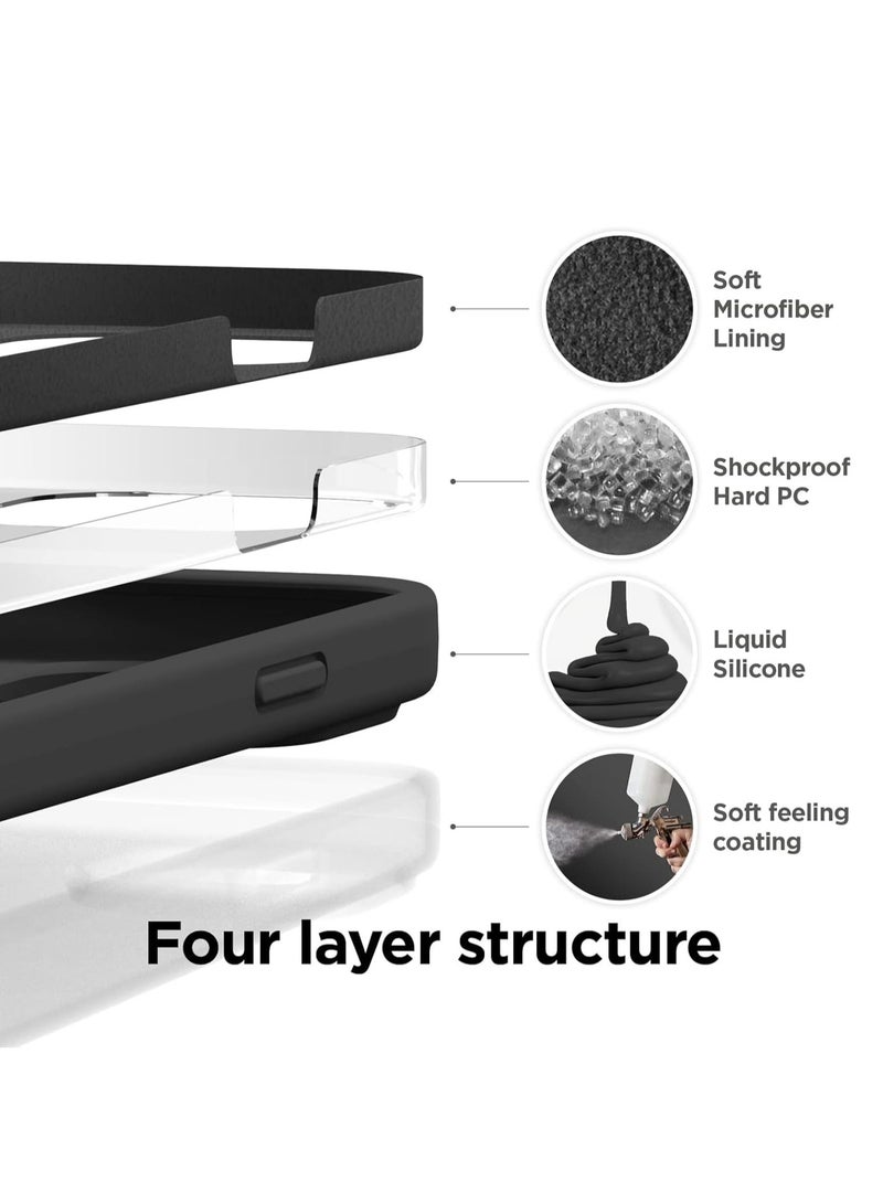 ELTRAZONE [3-in-1] iPhone 15 Pro Max Case Bundle – Black Liquid Silicone Shockproof Cover with 9H Tempered Glass Screen Protector - Image 3