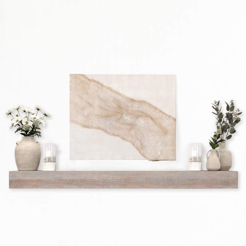 MCS MCS 72Inch Mantel Master  Co Warm Gray Finsh Solid Wood Floating Fireplace Mantel Long Floating Shelf for Livingroom with Wood Cleat Hanging System Photo and Home Decor Display Shelf 