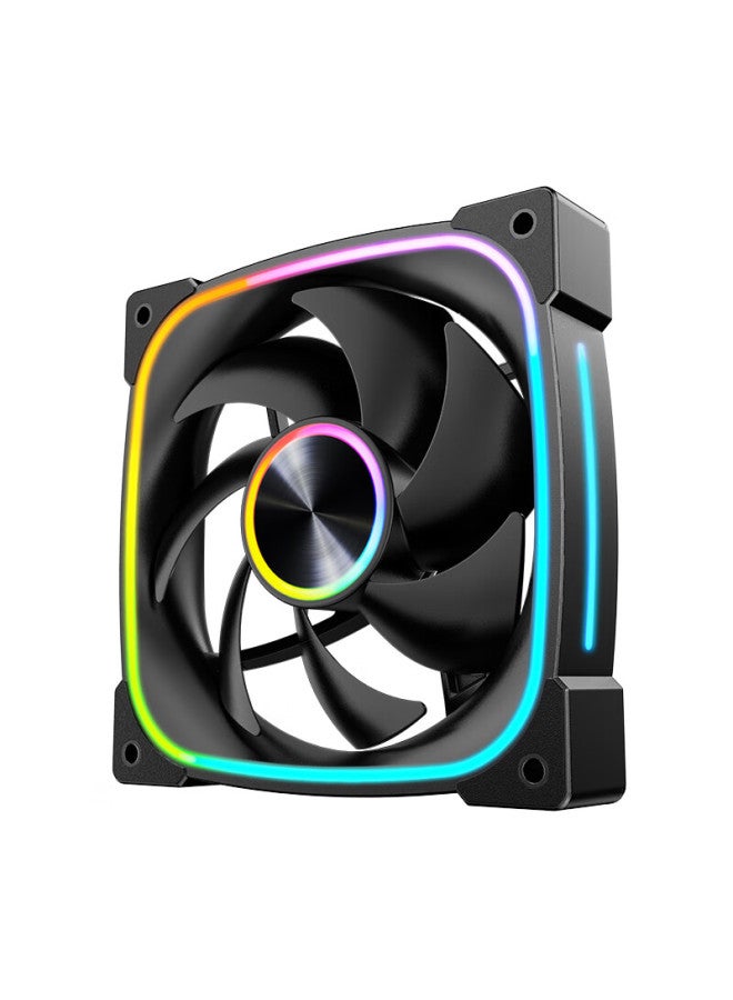 Play Jia Wanjia Interstellar Black Reversed Fan Chassis Cooling 12cm Fan Rgb Synchronization 5v 3-pin Argb Pwm Temperature Control Speed Adjustment - Image 1