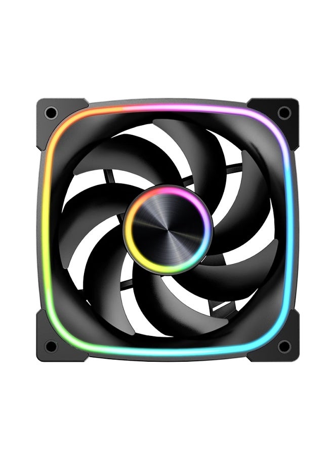 Play Jia Wanjia Interstellar Black Reversed Fan Chassis Cooling 12cm Fan Rgb Synchronization 5v 3-pin Argb Pwm Temperature Control Speed Adjustment - Image 5