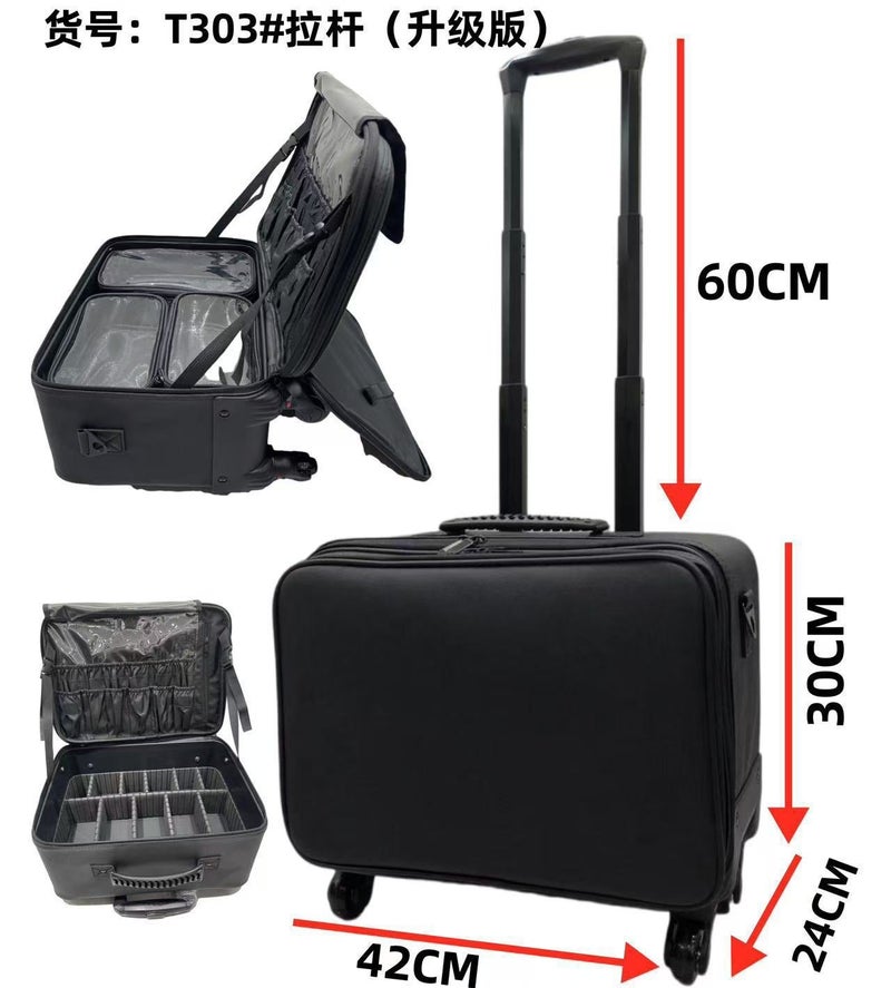 Professional Trolley Bag Height Makeup Artist Oxford Cloth Cosmetic Case Large Capacity Travel Portable Universal Wheel Multi-Layer Partition - Image 1