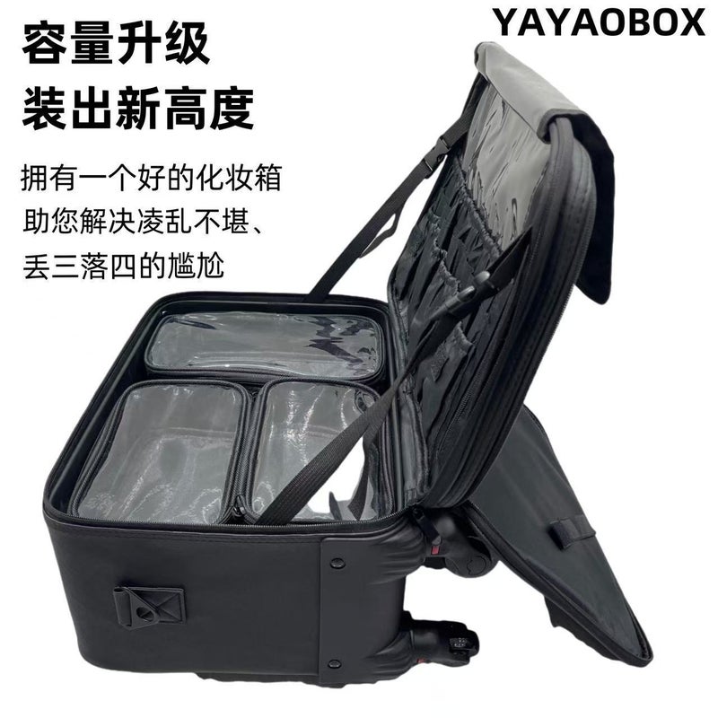 Professional Trolley Bag Height Makeup Artist Oxford Cloth Cosmetic Case Large Capacity Travel Portable Universal Wheel Multi-Layer Partition - Image 4