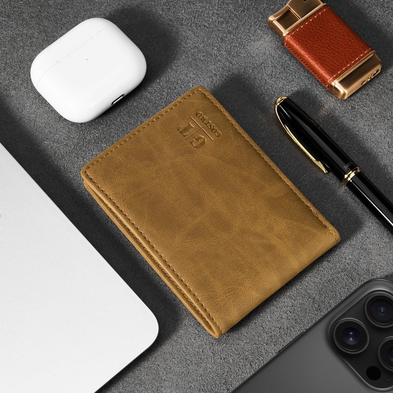 Gostwo Slim Rfid Wallet for Men Minimalist Leather ID Window Front Pocket Bifold Wallet Bussiness Card Holder Gift for Men - Image 2