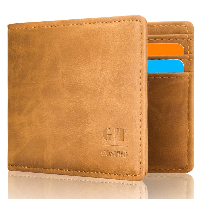 Gostwo Slim Rfid Wallet for Men Minimalist Leather ID Window Front Pocket Bifold Wallet Bussiness Card Holder Gift for Men - Image 1