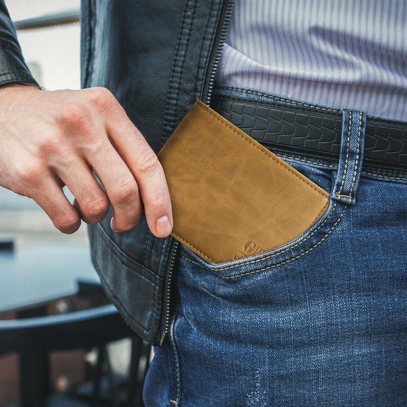 Gostwo Slim Rfid Wallet for Men Minimalist Leather ID Window Front Pocket Bifold Wallet Bussiness Card Holder Gift for Men - Image 4