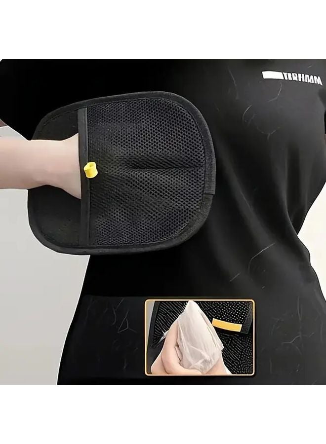Black Pet Hair Remover Glove Dual Sided Lint Roller Brush Static Cling Adhesive - Image 4