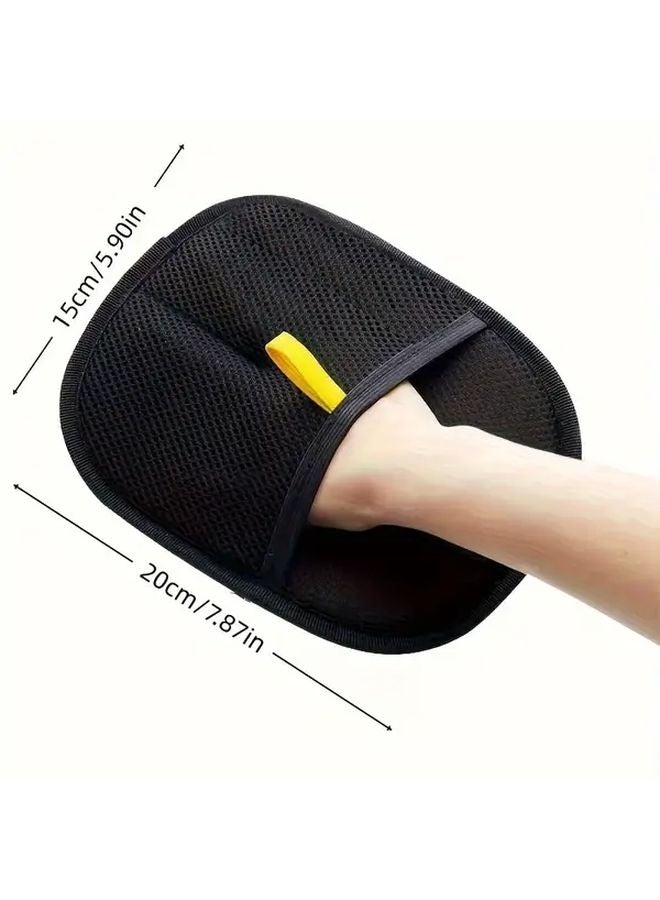 Black Pet Hair Remover Glove Dual Sided Lint Roller Brush Static Cling Adhesive - Image 3