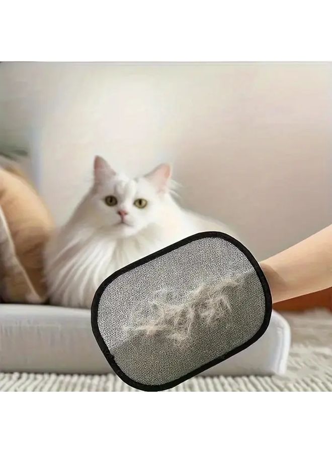 Black Pet Hair Remover Glove Dual Sided Lint Roller Brush Static Cling Adhesive - Image 2