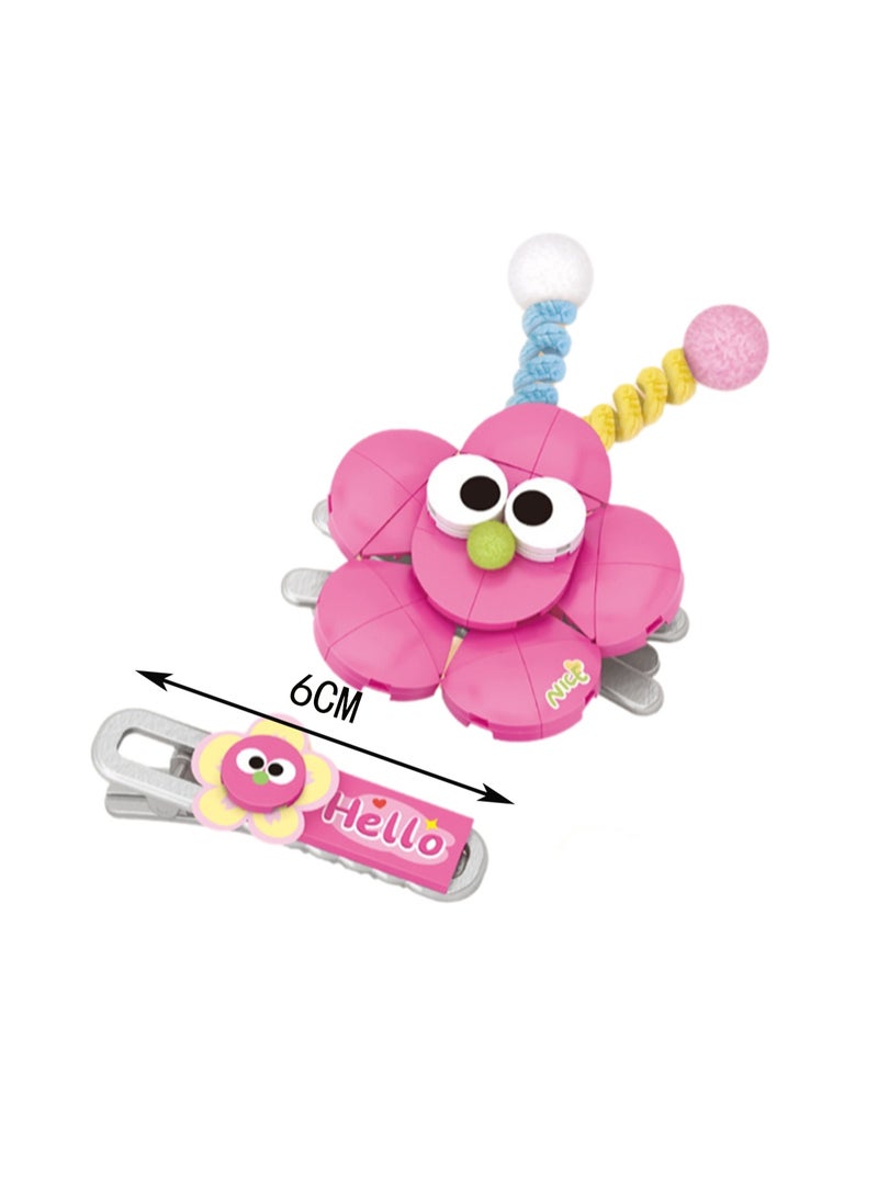 Funny Pink Hairpin, Diy Assembly Building Block Hairpin Little Girl Cartoon Hair Accessories, Suitable For Teenagers And Children - Image 2