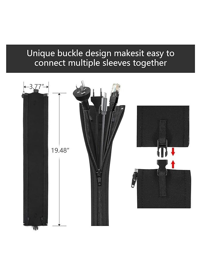 KASTWAVE Cable Management Kit, 126pcs Cord Management Organizer, 10 TPR Liners +4 Zipper Covers +10 Velcro Strips +100 Strips +2 Rolls of 5m Velcro Strips, for Computer TV Under Desk  - Image 3