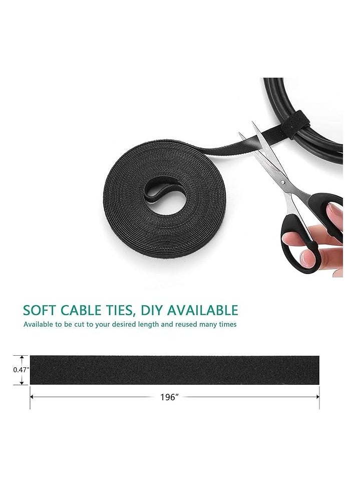 KASTWAVE Cable Management Kit, 126pcs Cord Management Organizer, 10 TPR Liners +4 Zipper Covers +10 Velcro Strips +100 Strips +2 Rolls of 5m Velcro Strips, for Computer TV Under Desk  - Image 5