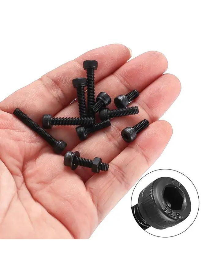 172pcs M6 Screw Assortment Set Black Zinc Plated 12 9 Alloy Steel Hex Head Bolts Nuts Washers - Image 2