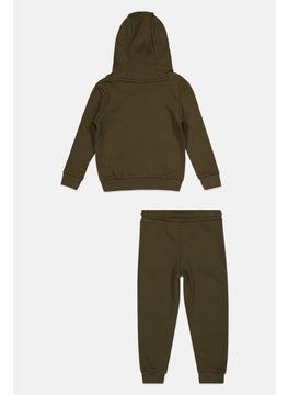 Nicce Kids Boy 2 Pcs Brand Logo Sweatshirt And Pants Set, Olive  - Image 2