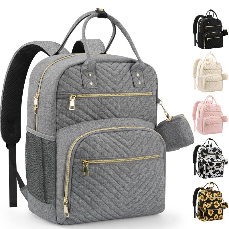Pritent Diaper Bag BackpackBaby Essentials Diapers Bag with Pacifier CaseMultipurpose Stylish Large Capacity Travel Backpack for Baby GirlBoyMGray - Image 2