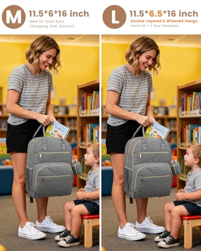Pritent Diaper Bag BackpackBaby Essentials Diapers Bag with Pacifier CaseMultipurpose Stylish Large Capacity Travel Backpack for Baby GirlBoyMGray - Image 3