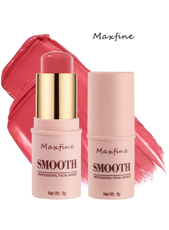 ماكس فاين عصا مكياج الوجه الاحترافية الناعمة ، الخدين والشفاه والعينين ، أحمر الخدود الكريمي 3 في 1 ، الترطيب والحساسية الاحتفاظ بالمكياج طويل الأمد ، عصا مكياج للنساء (وردي خوخي) - Image 1