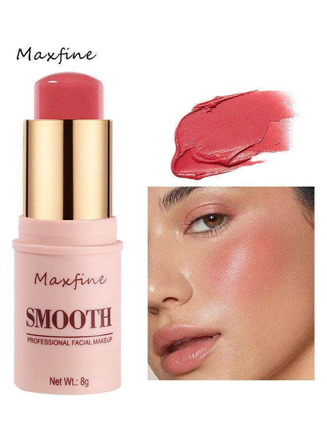 ماكس فاين عصا مكياج الوجه الاحترافية الناعمة ، الخدين والشفاه والعينين ، أحمر الخدود الكريمي 3 في 1 ، الترطيب والحساسية الاحتفاظ بالمكياج طويل الأمد ، عصا مكياج للنساء (وردي خوخي) - Image 2