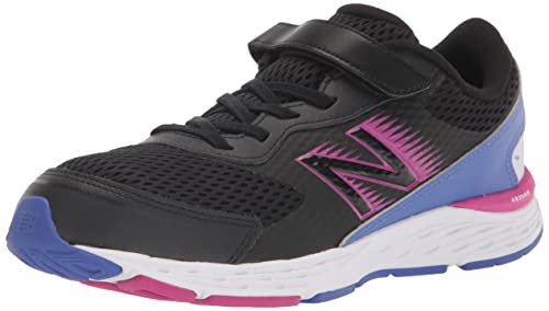 New Balance Kid's 680 V6 Hook and Loop Running Shoe, Black/Magenta Pop/Aura, 5.5 Toddler - Image 1