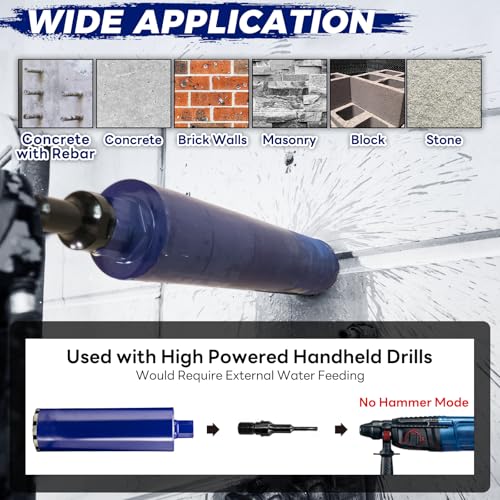 DaduoRi 2" Concrete Core Drill Bit with SDS Plus Adapter(1-1/4"-7 Thread) - 14" Cutting Depth & Upgraded Welded Teeth Core Bits for Concrete with Rebar, Brick, Masonry,Stucco,Mortar,Wet Coring - Image 4
