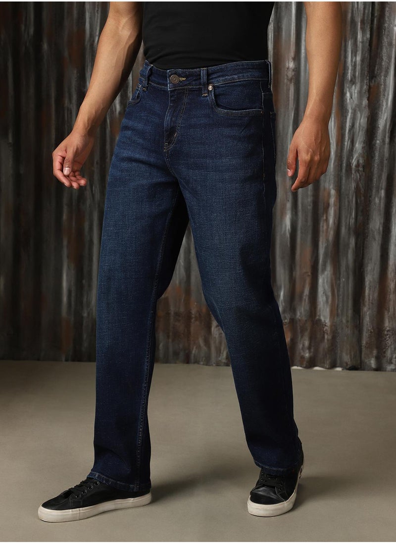 HIGH STAR Men's Indigo 100% Cotton Distressed Jeans  - Image 2