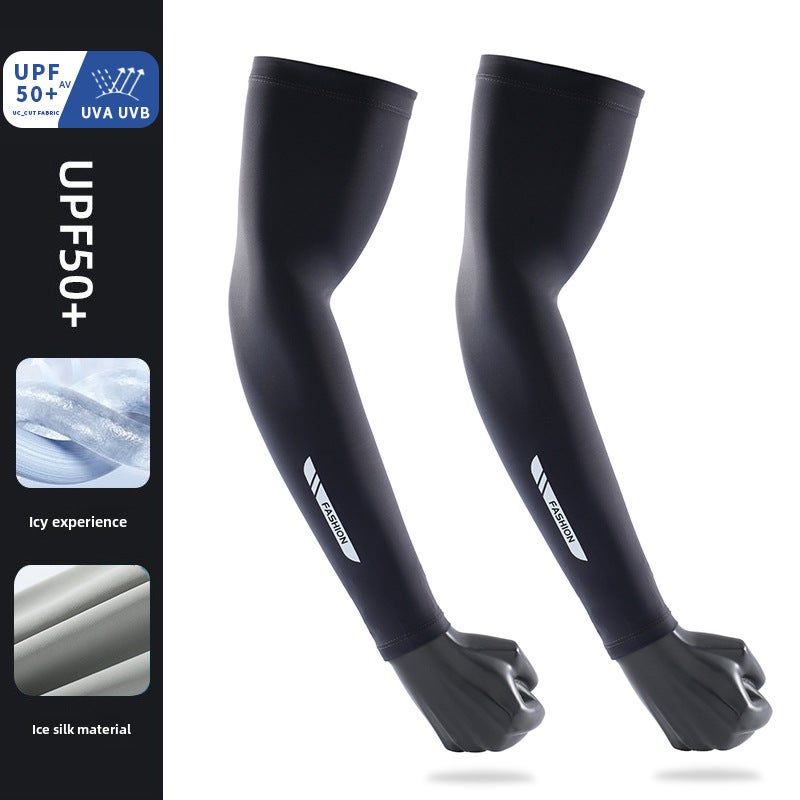 Mens UV Protection Cooling Arm Sleeves Black #010  - Image 5