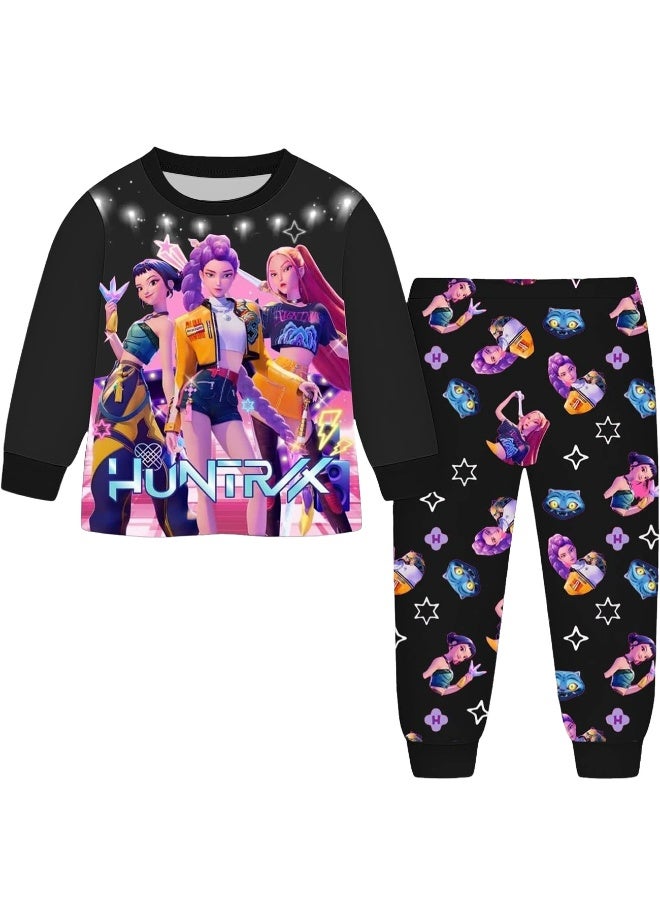 general K-POP: Demon-Hunting Girl Group Printed Pajama Set Long-Sleeve Sleepwear Homewear - Image 1