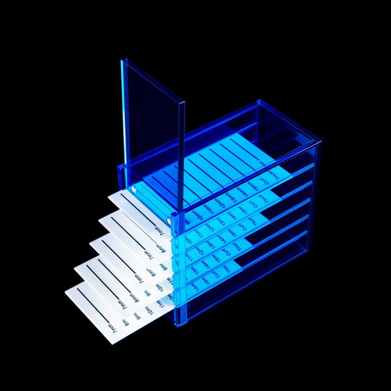 OLACHIKKO Lash Storage Organizer, Upgrade Design Small 5-Layer Lash Trays for Lash Extensions with magnet cover, Blue Semilucent lash tray Organizer, Eyelash Storage Box - Image 1
