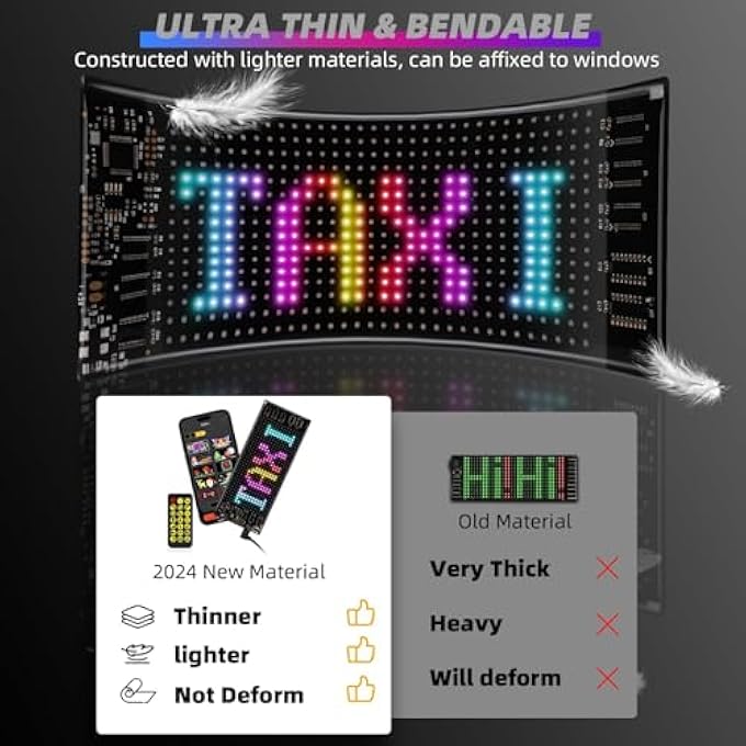 Bukela Led Signs For Car Smarter App Control Upgraded Lamp Beads 7X3 Flexible Led Matrix Panel 50 Bluetooth Control Usb 5V Diy Programmable Led Sign For Taxi Car Accessories - Image 5
