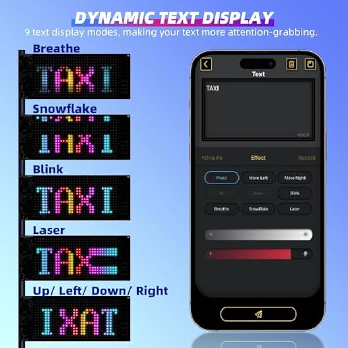 Bukela Led Signs For Car Smarter App Control Upgraded Lamp Beads 7X3 Flexible Led Matrix Panel 50 Bluetooth Control Usb 5V Diy Programmable Led Sign For Taxi Car Accessories - Image 4