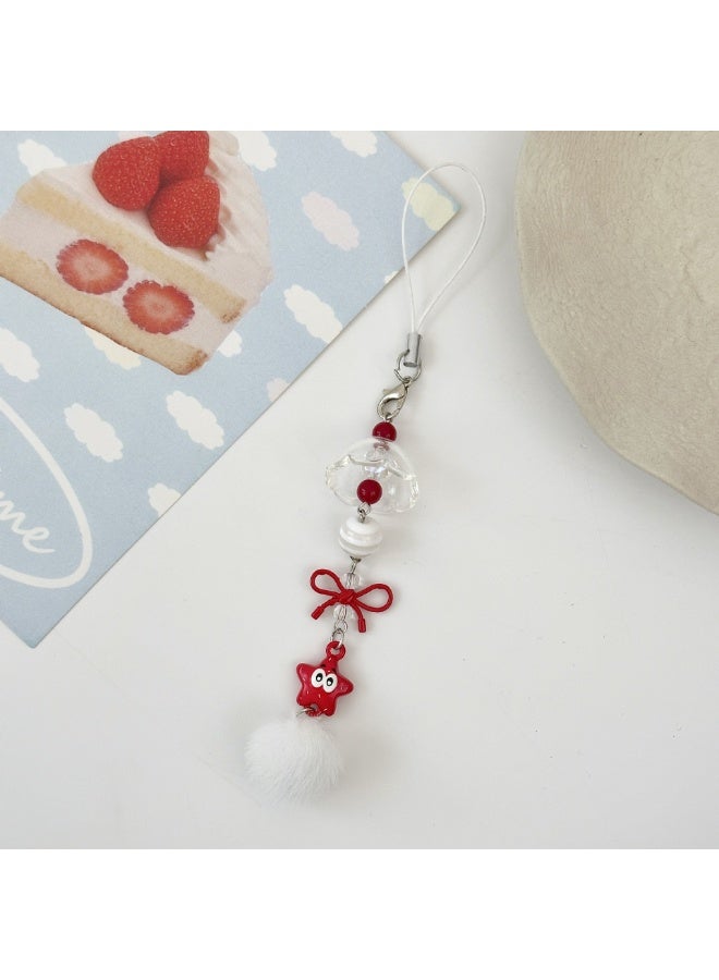 NIBEMINENT Beaded Phone Lanyard, Anti Lost Removable Wrist Strap, Cartoon Star Bracelet Pendant, Phone Keychain Lanyard