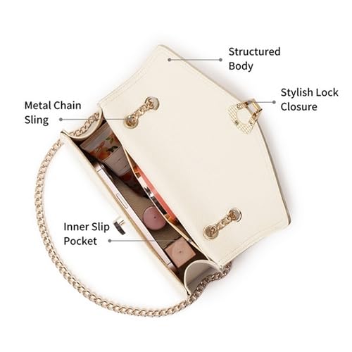 Fastrack Casual Sling Bag with Lock Closure for Girls, Medium Size with Internal Organiser, Handheld Design and Metal Chain Sling - Image 3