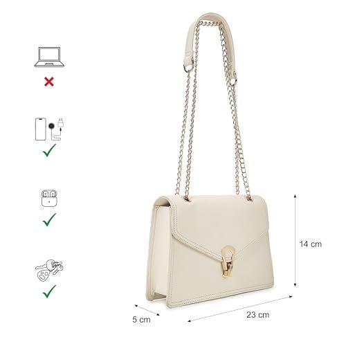 Fastrack Casual Sling Bag with Lock Closure for Girls, Medium Size with Internal Organiser, Handheld Design and Metal Chain Sling - Image 4