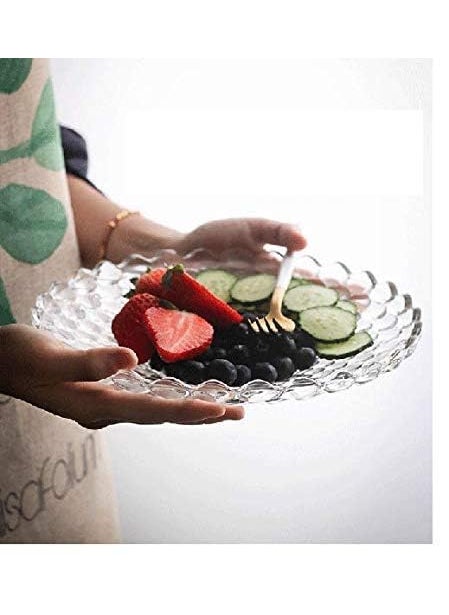 BLISS START BLISS START Glass Fruit Bowl Plate for Dining Table Classic Bubble Design Dry Fruit Chocolate Tray Crystal Decoration Serving Bowl Dessert Plate  - Image 2