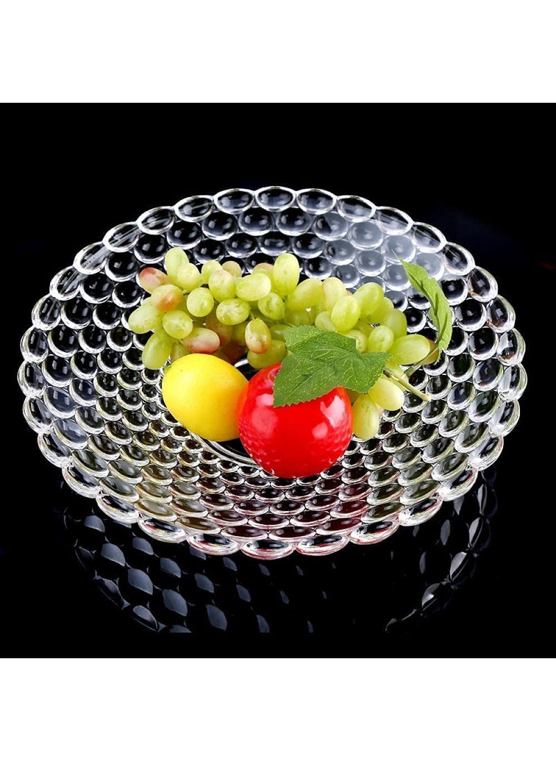 BLISS START BLISS START Glass Fruit Bowl Plate for Dining Table Classic Bubble Design Dry Fruit Chocolate Tray Crystal Decoration Serving Bowl Dessert Plate  - Image 1