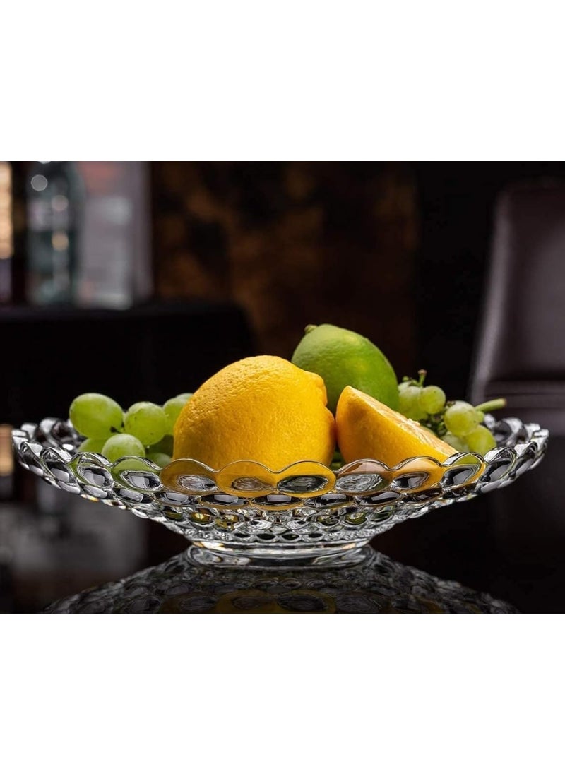 BLISS START BLISS START Glass Fruit Bowl Plate for Dining Table Classic Bubble Design Dry Fruit Chocolate Tray Crystal Decoration Serving Bowl Dessert Plate  - Image 3