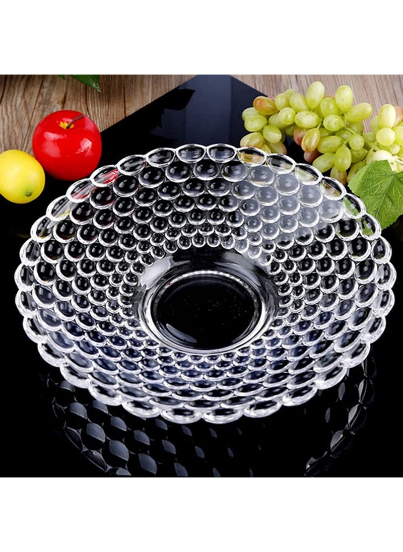 BLISS START BLISS START Glass Fruit Bowl Plate for Dining Table Classic Bubble Design Dry Fruit Chocolate Tray Crystal Decoration Serving Bowl Dessert Plate  - Image 5
