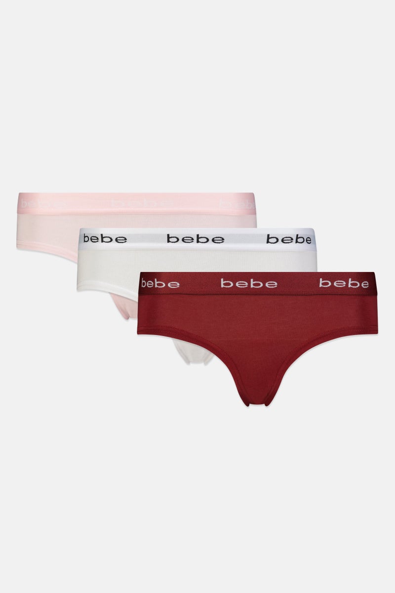 bebe Women 3Pcs Brand Logo Bikini Panties, Multicolor - Image 2